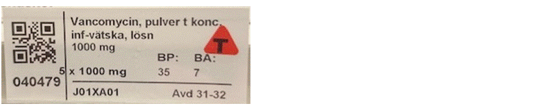 QR-kod med tillhörande information i text, inklusive en ikon med en röd trekant.