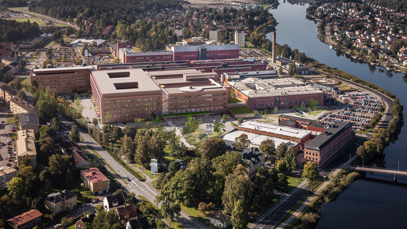 Flygfoto av Centralsjukhuset i Karlstad 