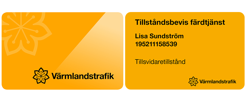 Ett Värmlandstrafiks resekort.