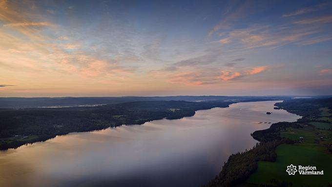 Sjön Fryken ovanifrån sommartid.