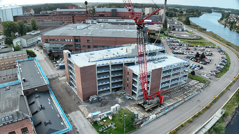 Vy från drönare över husstommen.