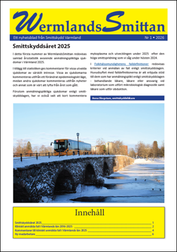 Bilden visar tidningen WermlandsSmittan nr 1 2026 för smittskyddsåret 2025, Region Värmland.
