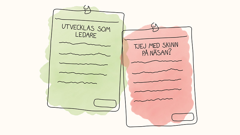 Anteckningar: Utvecklas som ledare respektive tjej med skinn på näsan.