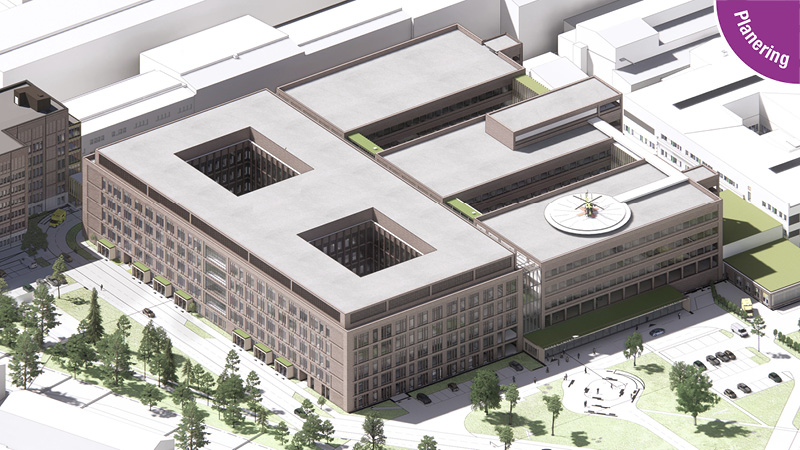 Visualisering av Akuthuset, ny byggnad på Centralsjukhuset i Karlstad.