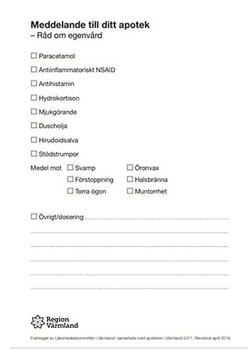 Skärmdump på blankett Meddelande till apotek läkemedel.