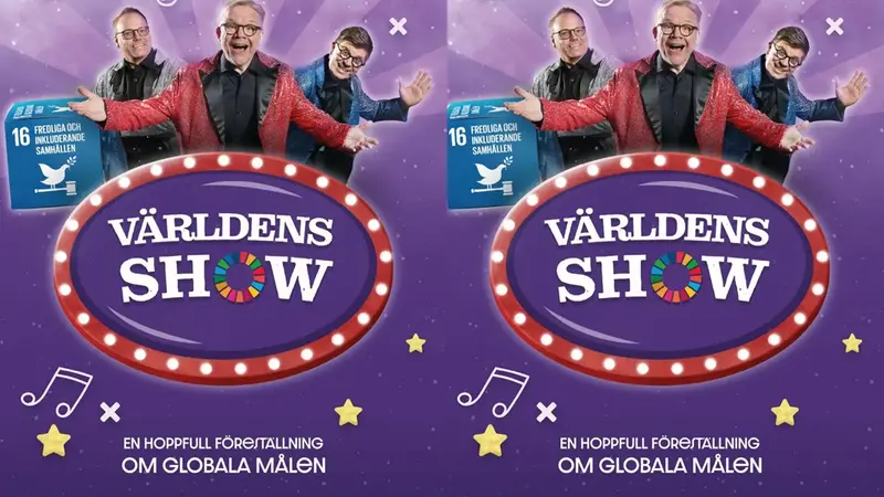 Affisch för teatern Världens show med Kunskapsteatern