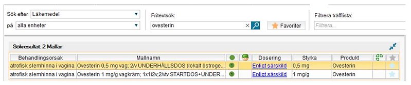 Skärmklipp från gränssnitt i Cosmic
