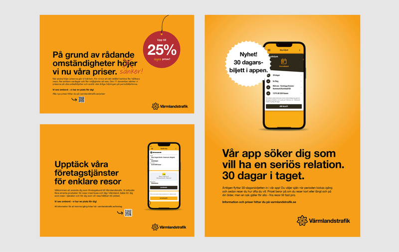 Exempel på hur Värmlandstrafiks annonser ser ut.